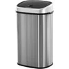 HOMCOM 58L šiukšliadėžė, automatinė su infraraudonųjų spindulių jutikliu, higieniška, didelė, nerūdijantis plienas, sidabrinė, I40,9xP28,9xA68 cm
