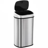 HOMCOM 58L šiukšliadėžė, automatinė su infraraudonųjų spindulių jutikliu, higieniška, didelė, nerūdijantis plienas, sidabrinė, I40,9xP28,9xA68 cm