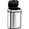 HOMCOM 58L šiukšliadėžė, automatinė su infraraudonųjų spindulių jutikliu, higieniška, didelė, nerūdijantis plienas, sidabrinė, I40,9xP28,9xA68 cm