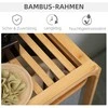 HOMCOM Skalbinių krepšys su platforma, bambuko skalbinių rinktuvas su 3 išimamais skalbinių maišeliais, skalbinių rūšiuotuvas, pilkas+natūralus, 50x32x69.7cm