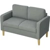 HOMCOM Sofa 2 sėdimų vietų maža sofa su porankiu, daiktadėžė, šiuolaikiška minkšta sofa, medinės kojos, pagalvėlės, svetainės sofa, miegamasis, 117 x 63 x 79 cm, šviesiai pilka