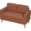 HOMCOM 2 vietų sofa, maža sofa su porankiais, daiktadėže, moderni gobeleninė sofa, velveto išvaizda, medinės kojelės, pagalvė, poilsio sofa svetainei, miegamajam, 117 x 63 x 79 cm, rožinė