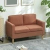 HOMCOM 2 vietų sofa, maža sofa su porankiais, daiktadėže, moderni gobeleninė sofa, velveto išvaizda, medinės kojelės, pagalvė, poilsio sofa svetainei, miegamajam, 117 x 63 x 79 cm, rožinė