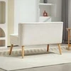 HOMCOM 2 vietų sofa, moderni sofa be porankių, paminkštinta, kordinės išvaizdos, maža svetainės sofa su medinėmis kojelėmis, 117 x 56,5 x 77 cm, kreminė balta