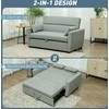 HOMCOM Sofa lova, 2 vietų sofa su miegojimo funkcija, reguliuojamas atlošas, sofa su pagalvėlėmis, aksomo išvaizdos, sofa lova su lovos pagrindu svetainei, svečių kambariui, šviesiai pilka