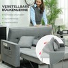 HOMCOM Sofa-lova, 2 vietų sofa su miegojimo funkcija, reguliuojamas atlošas, sofa su pagalvėlėmis, aksomo išvaizdos, L formos sofa-lova su lovos pagrindu, su ratukais, skirta svetainei, svečių kambariui, pilka
