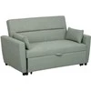 HOMCOM Sofa lova, 2 vietų sofa su miegojimo funkcija, reguliuojamas atlošas, sofa su pagalvėlėmis, aksomo išvaizdos, sofa lova su lovos pagrindu svetainei, svečių kambariui, šviesiai pilka