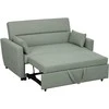 HOMCOM Sofa lova, 2 vietų sofa su miegojimo funkcija, reguliuojamas atlošas, sofa su pagalvėlėmis, aksomo išvaizdos, sofa lova su lovos pagrindu svetainei, svečių kambariui, šviesiai pilka