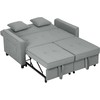 HOMCOM Sofa-lova, 2 vietų sofa su miegojimo funkcija, reguliuojamas atlošas, sofa su pagalvėlėmis, aksomo išvaizdos, L formos sofa-lova su lovos pagrindu, su ratukais, skirta svetainei, svečių kambariui, pilka