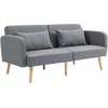 HOMCOM Sofa-lova, 2 vietų sulankstoma lova su lovos funkcija, 2 pagalvėlės, 3 vietų minkšta sofa su reguliuojamu atlošu, lininės išvaizdos, skirta svetainei, miegamajam, 170 x 83 x 80 cm, pilka