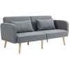 HOMCOM Sofa-lova, 2 vietų sulankstoma lova su lovos funkcija, 2 pagalvėlės, 3 vietų minkšta sofa su reguliuojamu atlošu, lininės išvaizdos, skirta svetainei, miegamajam, 170 x 83 x 80 cm, pilka