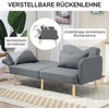 HOMCOM Sofa-lova, 2 vietų sulankstoma lova su lovos funkcija, 2 pagalvėlės, 3 vietų minkšta sofa su reguliuojamu atlošu, lininės išvaizdos, skirta svetainei, miegamajam, 170 x 83 x 80 cm, pilka