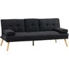 HOMCOM sofa-lova, 3 vietų išskleidžiama sofa su atlenkiamu staliuku, puodelių laikikliais, sofos lova su lino imitacijos audiniu, skandinaviško dizaino, išlaikanti iki 250 kg svorį, svetainei, pilka