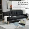 HOMCOM sofa-lova, 3 vietų išskleidžiama sofa su atlenkiamu staliuku, puodelių laikikliais, sofos lova su lino imitacijos audiniu, skandinaviško dizaino, išlaikanti iki 250 kg svorį, svetainei, pilka