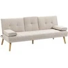 HOMCOM sofa-lova, 3 vietų sofa, sofa-lova su sulankstomu staliuku, audinio sofa su lino efektu, skandinaviško dizaino, išlaikanti iki 250 kg svorį