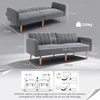 HOMCOM sofa-lova, dvivietė, su miegojimo funkcija, lino išvaizdos poliesteris, gumamedis, pilka, 173x75x73 cm