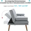 HOMCOM Sofa lova Patogi sofa lova, 3 sėdimos vietos, sofa lova, patalynė, šviesiai pilka, 181x77x72cm