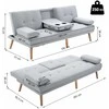 HOMCOM išskleidžiama sofa, patogi sofa-lova, 3 vietų, sofos lova, linas, šviesiai pilka, 181x77x72 cm