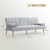 HOMCOM išskleidžiama sofa, patogi sofa-lova, 3 vietų, sofos lova, linas, šviesiai pilka, 181x77x72 cm