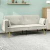 HOMCOM Sofa lova, sofa lova su reguliuojamu atlošu, šoninė kišenė, minkšta 2 vietų sofa lova su miegamąja funkcija, pagalvėlės, skirta svetainei, miegamajam, smėlio spalvos