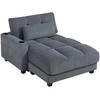 HOMCOM Sofa-lova su pagalvėmis, putoplastas, transformuojama į lovą, puodelio laikiklis, pilkas