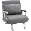 Fotelis HOMCOM Sofa-lova su porankiu 65x69x80 cm, "3-in-1" sofa-lova, lova svečiams, šezlongas, į liną panašus poliesteris, pilka