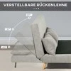 HOMCOM Sofa-lova, sulankstoma lova su lovos funkcija, atlošo pagalvėlės, minkšta sofa su reguliuojamu atlošu, aksomo išvaizdos, 141 x 90 x 81 cm, pilka