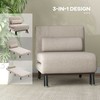 HOMCOM Sofa-lova, sulankstomas fotelis su lovos funkcija, atlošo pagalvėle, sulankstomas lininės išvaizdos atlošas, reguliuojamas atlošas, galima pakrauti iki 150 kg, skirtas svetainei, smėlio spalvos