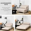HOMCOM Sofa lova viengulė, sulankstoma sofa su reguliuojamu atlošu, šiaurietiška, lino imitacija