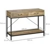 HOMCOM Šoninis staliukas Konsolinis staliukas Įėjimo staliukas 2 stalčiai Po lentyna vintage Ruda+juoda 100 x 35 x 76,5 cm