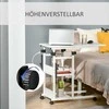 HOMCOM šoninis staliukas su ratukais, reguliuojamo aukščio kavos staliukas, 2 lentynos, E1 medžio drožlių plokštė, baltas, 80x40x72-82 cm