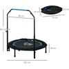 Homcom SPORTNOW 102 cm fitneso batutas, sulankstomas mini batutas su 4 lygių reguliuojama rankena, LCD monitoriumi, fitneso rebounder suaugusiems, vaikams, iki 100 kg