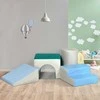 HOMCOM vaikiškų kaladėlių rinkinys, 4 vnt. minkštų putplasčio kaladėlių rinkinys, lengvai valomas, minkštas užpildas, 1-3 metų vaikams, šviesiai pilka + mėlyna + žalia