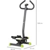 HOMCOM treniruoklis steperis su LCD ekranu ir rankena, iki 100 kg, plieno, ABS, pilkas/žalias, 55 x 44 x 108 cm