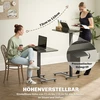 Reguliuojamo aukščio stovimas stalas HOMCOM su 4 ratukais, C formos, 65 cm x 48 cm x 70-110 cm, juodas