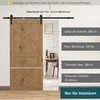 "HOMCOM" Stumdomų durų furnitūros rinkinys 200 cm, komplektas su bėgeliais, ritinėliais, bėgių ribotuvais, durų varžtų rinkiniu, anglinio plieno stumdomų durų sistema, juoda