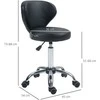 HOMCOM masažinė kėdė su ratukais – pasukama 360° darbo kėdė – reguliuojamo aukščio sėdynė 49-64 cm, ergonomiškas atlošas – chromuotas metalas, aptraukta juoda dirbtine oda