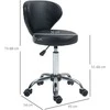 HOMCOM sukama masažinė taburetė - 360° pasukama darbo taburetė - reguliuojamo aukščio sėdynė 49-64H cm, ergonomiškas atlošas - chromuotas metalas su juodos odos imitacijos apmušalu