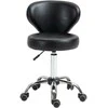 HOMCOM sukama masažinė taburetė - 360° pasukama darbo taburetė - reguliuojamo aukščio sėdynė 49-64H cm, ergonomiškas atlošas - chromuotas metalas su juodos odos imitacijos apmušalu