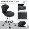 HOMCOM sukama masažinė taburetė - 360° pasukama darbo taburetė - reguliuojamo aukščio sėdynė 49-64H cm, ergonomiškas atlošas - chromuotas metalas su juodos odos imitacijos apmušalu