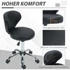 HOMCOM masažinė kėdė su ratukais – pasukama 360° darbo kėdė – reguliuojamo aukščio sėdynė 49-64 cm, ergonomiškas atlošas – chromuotas metalas, aptraukta juoda dirbtine oda