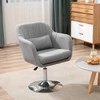 Fotelis HOMCOM sukamoji kėdė, reguliuojamo aukščio sukamoji kėdė, retro dizaino akcento kėdė, atlošiama kėdė su atlošo pagalvėle svetainei, linas, metalas, pilka spalva