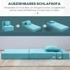Homcom Sulankstomas fotelis "2-in-1" su lovos funkcija, maksimali apkrova 100 kg, mėlyna