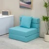 Homcom Sulankstomas fotelis "2-in-1" su lovos funkcija, maksimali apkrova 100 kg, mėlyna