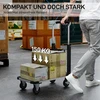 HOMCOM Sulankstomas rankinis vežimėlis, 150 kg keliamoji galia, praplečiama platforma, reguliuojamo aukščio rankena, dėžėms, metalas, juodas