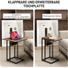 HOMCOM Sulankstomas staliukas, įkrovimo stotelė su USB prievadais, metalas, 39 x 29 x 57 cm, ruda.