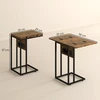 HOMCOM Sulankstomas staliukas, įkrovimo stotelė su USB prievadais, metalas, 39 x 29 x 57 cm, ruda.