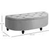 "HOMCOM" suoliukas Sandėliavimo taburetė Sandėliavimo dėžutė Kojinė Velvet-Touch Rubberwood Pilkas Miegamasis