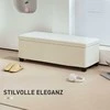 HOMCOM Suoliukas su daiktadėže Minkštas suoliukas su velvetinės išvaizdos sėdyne, skrynia su plieninėmis kojomis, suoliukas su daiktadėže svetainei, miegamajam, prieškambariui 112 x 42 x 40 cm, smėlio spalvos