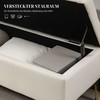 Homcom Suoliukas su daiktadėže, minkštas aksomo išvaizdos suoliukas, metalinės kojos, svetainės, miegamojo, prieškambario suoliukas, 120 x 44 x 44,5 cm, smėlio spalvos